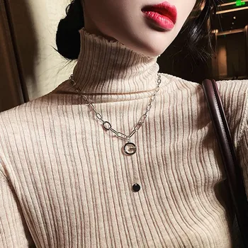 Роскошное ожерелье с нишевым дизайном, женская индивидуальность, простой темперамент, подвеска, длинный осенне-зимний свитер, ожерелье