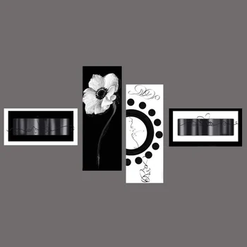 Ручная роспись белым и черным Абстрактная картина маслом на холсте, Декоративная домашняя современная настенная живопись ручной работы, белый цветок, подвесная живопись