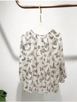 Свободная Шелковая Рубашка женская С Модным Принтом 2023, Новая Женская Сорочка с рукавом 