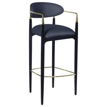 Современный роскошный кожаный стульчик для кормления с алюминиевым позолоченным подлокотником, барные стулья, кафе-табуреты, барные стулья