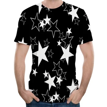 Футболки с граффити в виде пятиконечной звезды, 3D, Мужские футболки, Новый дизайн, футболка с коротким рукавом, Camiseta, Летние повседневные топы, футболки
