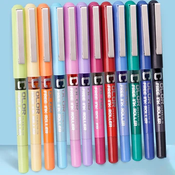 Шариковые ручки с жидкими чернилами, 12 цветов, сверхтонкая ручка, 0,5 мм, супер гладкая, быстросохнущая, без пропусков для письма