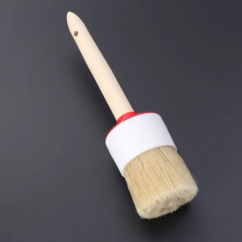 Щетка для чистки с круглой деревянной ручкой из натуральной кабаньей шерсти для колес - 18 # (60 мм)
