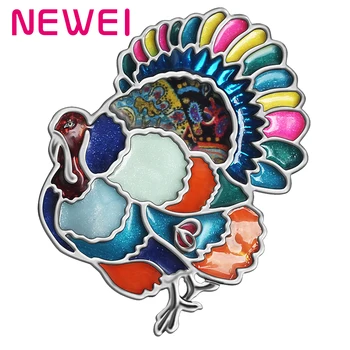 Эмалевый сплав NEWEI на День Благодарения, Милые броши с Индейкой и курицей, Булавки, Шарф, Модные подарки, ювелирные изделия для женщин, подростков, девочек