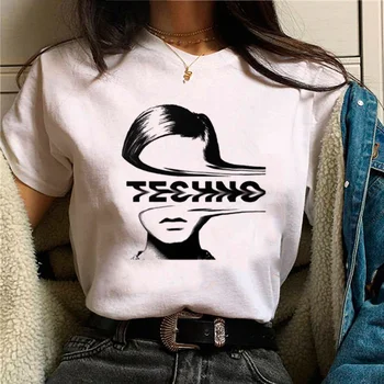 техно футболка, женская футболка с аниме для девочек y2k, уличная одежда 2000-х годов