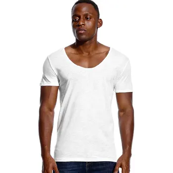 №2 A1258, Приталенная футболка с V-образным вырезом и коротким рукавом для Мужчин, Стрейчевые Футболки с глубоким вырезом, Модные Мужские футболки-невидимки